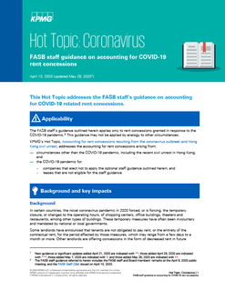 Hot Topic: Coronavirus - FASB staff guidance on accounting for COVID-19 (April 13, 2020 [Updated May 28, 2020])